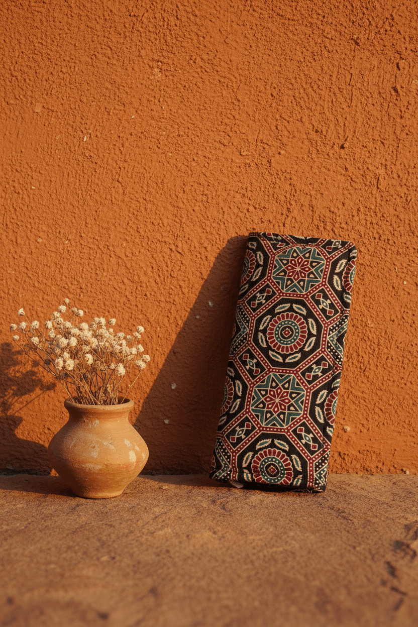 dark - brown - mandala - ajrakh - wallet - Main_Keyword - Material - Color - Intent