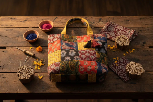 One-of-a-kind handmade cotton tote bag crafted by artisans