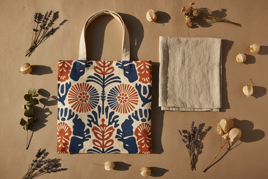 Sustainable handmade block-print cotton accessories by Velunora — ethical and eco-friendly fashion UK