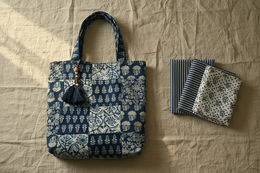 Velunora handmade cotton tote showcasing premium fabric quality