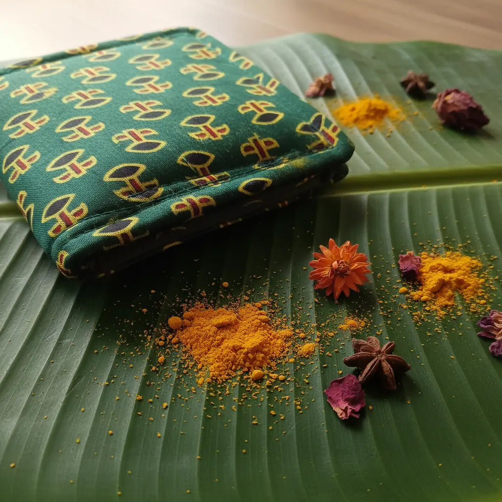 Forest Green Buta  Ajrakh Silk Wallet
