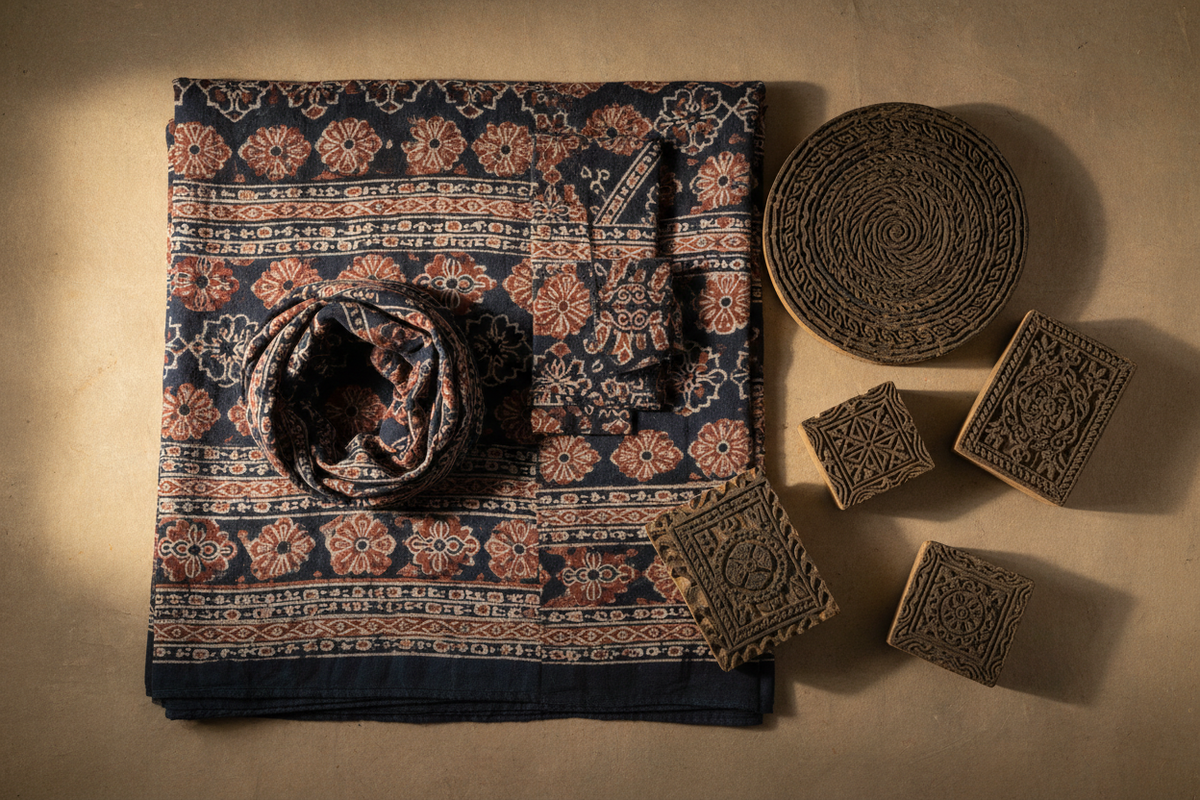 Ajrakh Block Printing Heritage Craft by Velunora