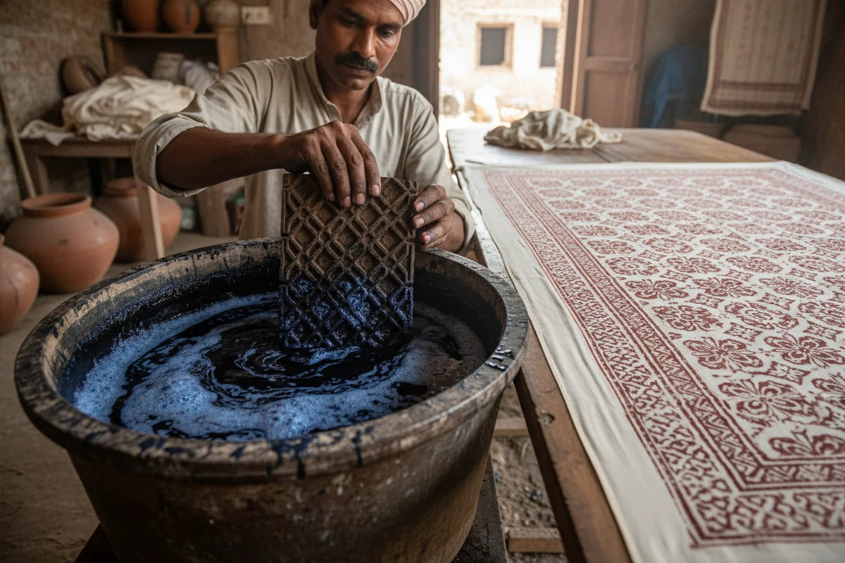 Ajrakh Block Print Dyeing