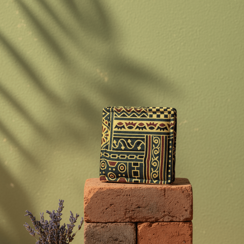 black - gold - tribal - small - wallet - Main_Keyword - Material -  Color - Intent
