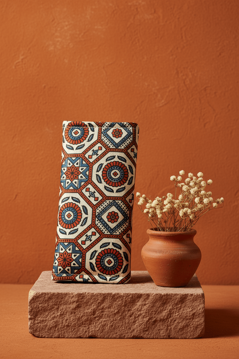 cream - ajrakh - wallet - Main_Keyword - Material -  Color - Intent