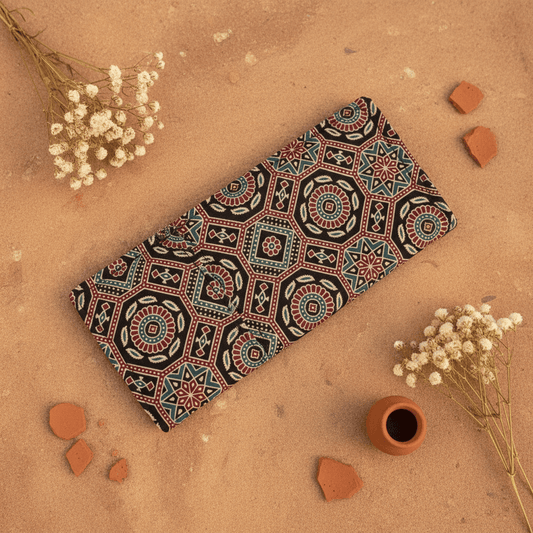 dark - brown - mandala - ajrakh - wallet - Main_Keyword - Material -  Color - Intent