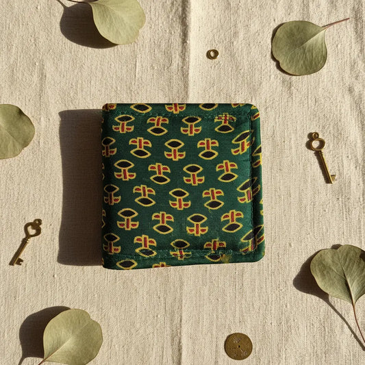 Forest Green Buta  Ajrakh Silk Wallet