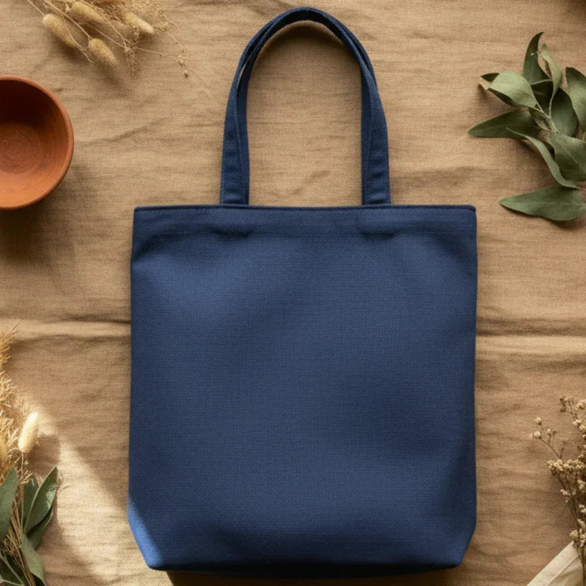 Neel Virasat Indigo Patchwork Tote Bag - Main_Keyword - Material -  Color - Intent
