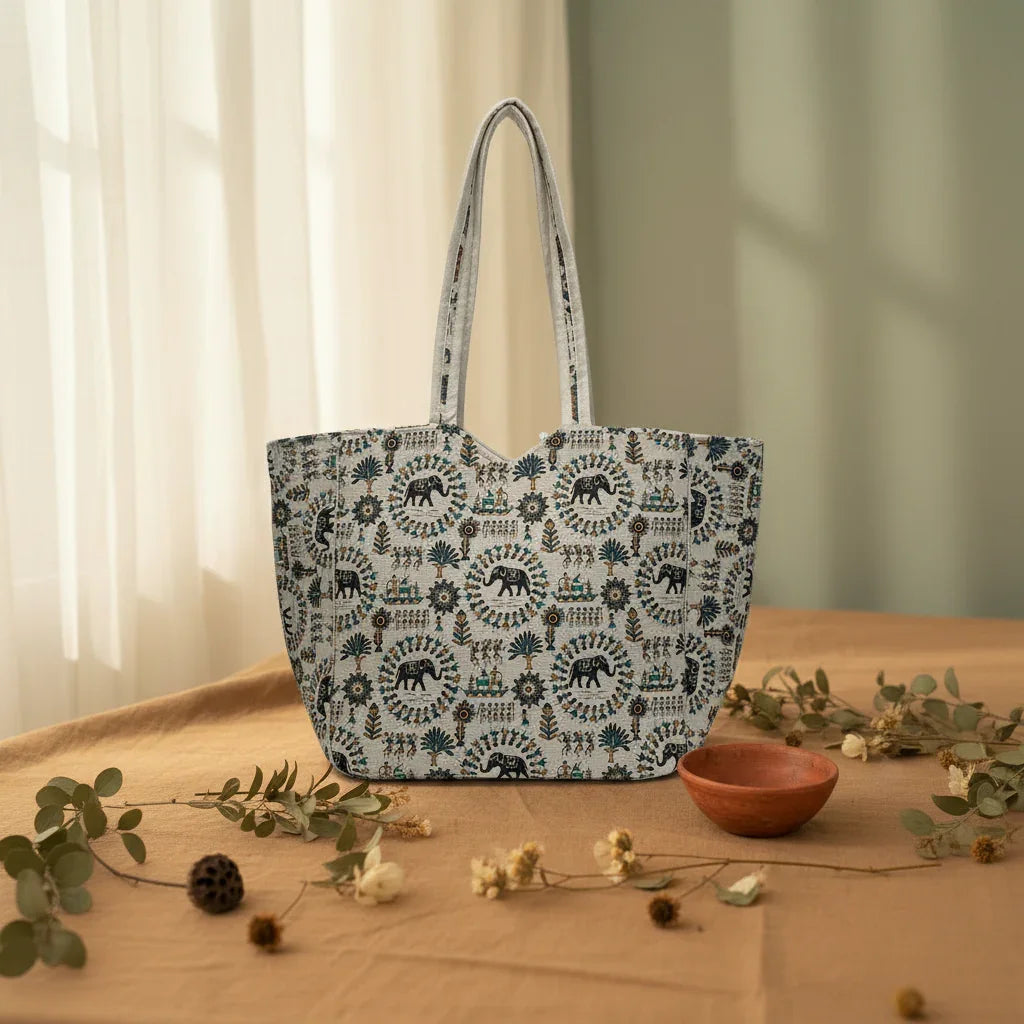 Rural Harmony Worli Print Tote - Main_Keyword - Material -  Color - Intent