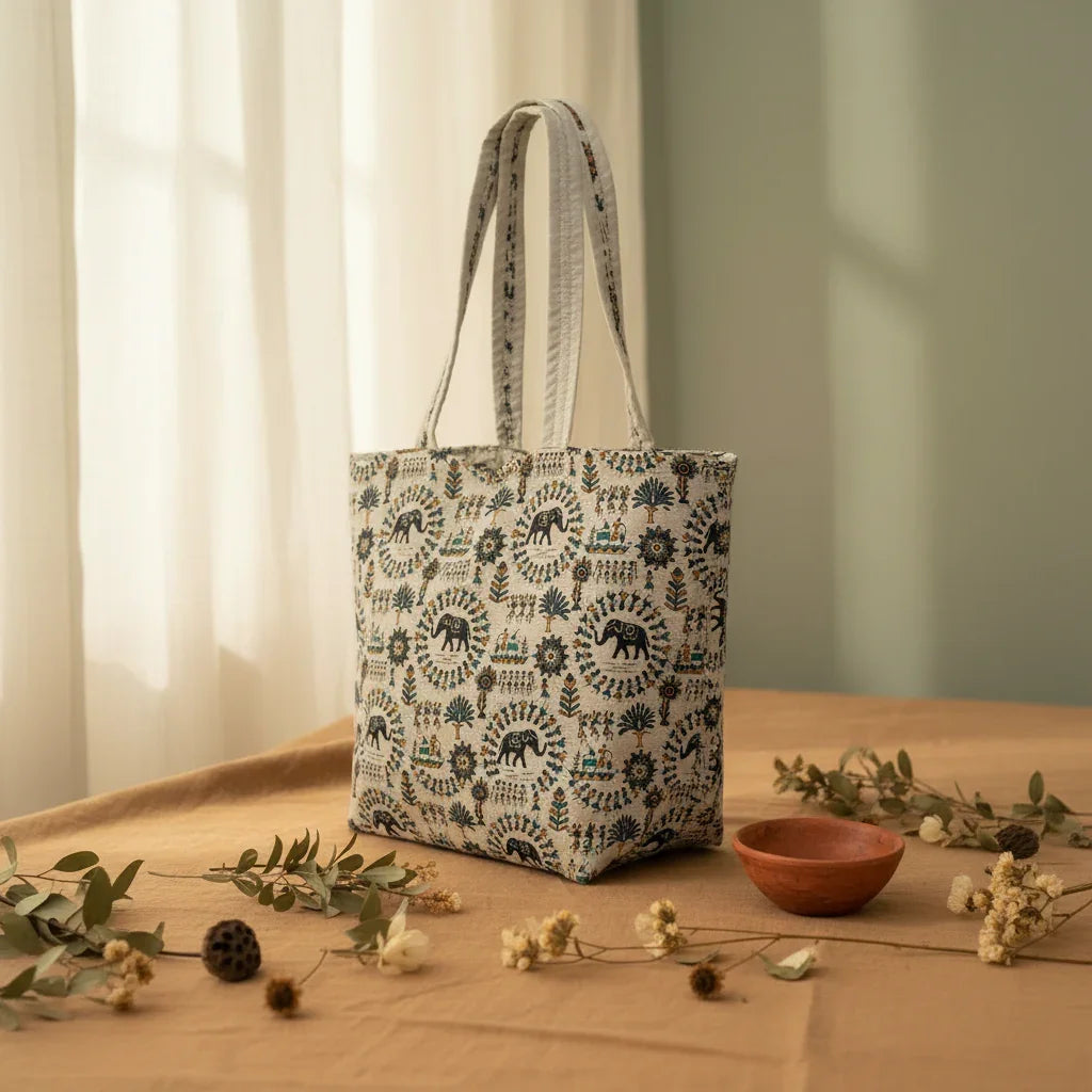 Rural Harmony Worli Print Tote - Main_Keyword - Material -  Color - Intent