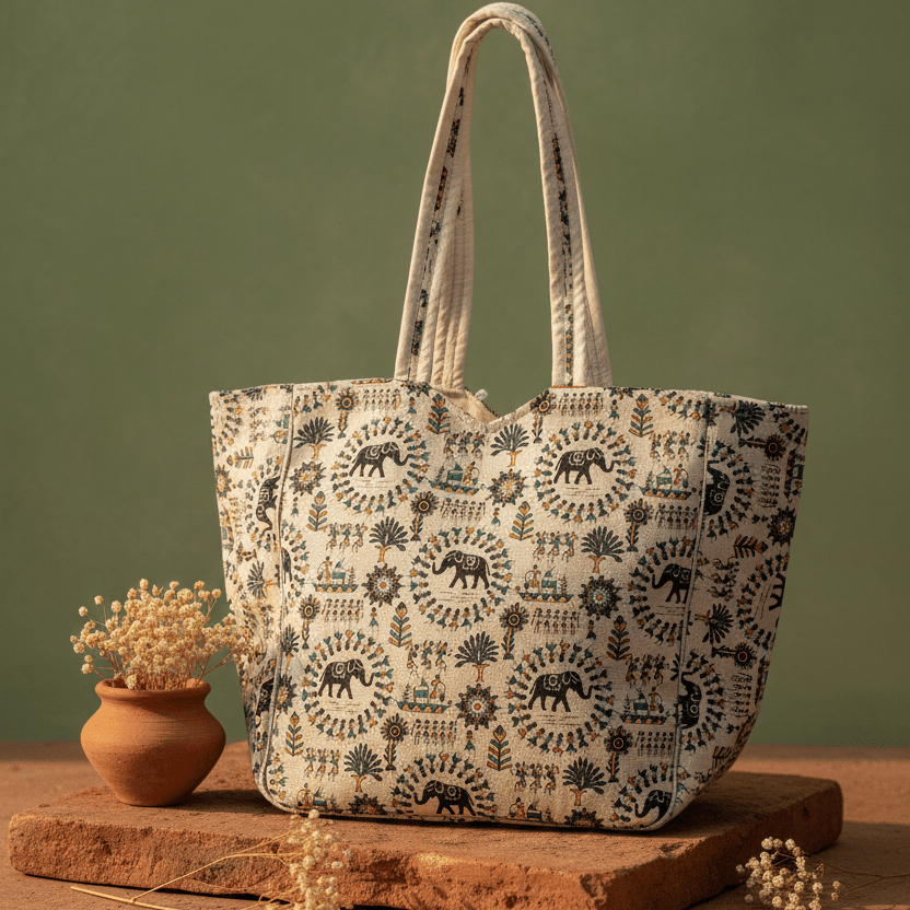 Rural Harmony Worli Print Tote - Main_Keyword - Material -  Color - Intent
