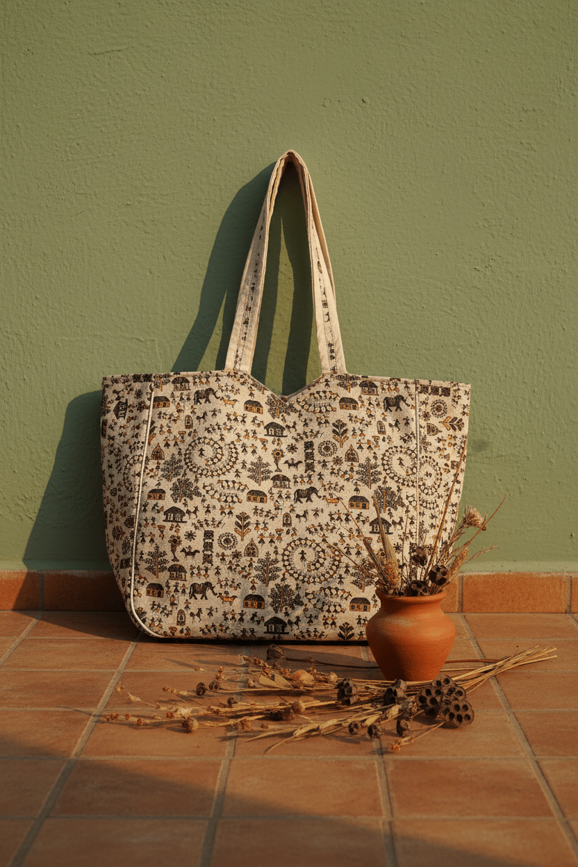 Tarpa Dance Celebration Village Tote - Main_Keyword - Material -  Color - Intent