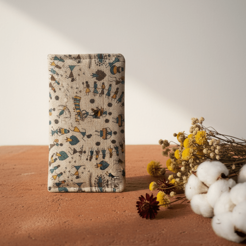 Tarpa Dance Warli Wallet Blue - Main_Keyword - Material -  Color - Intent