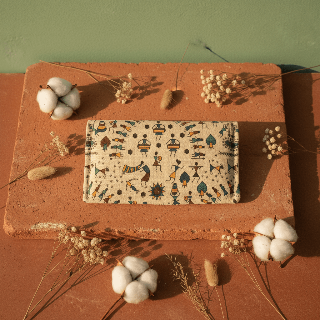Tarpa Dance Warli Wallet Brown - Main_Keyword - Material -  Color - Intent